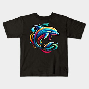 Animal work Dolphin Stylish Vivid Color Geometric Kids T-Shirt